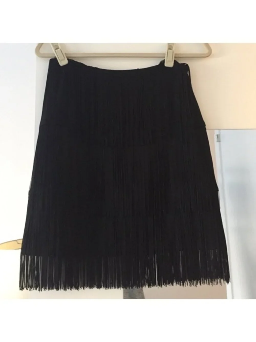 Michael Kors Collection black fringe jersey skirt